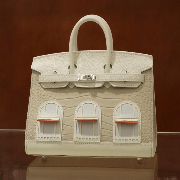 【エルメス HERMES】限定品 バーキン フォーブル 20 セリエ ホワイト オレンジ (93)  シルバー金具（100％手縫）